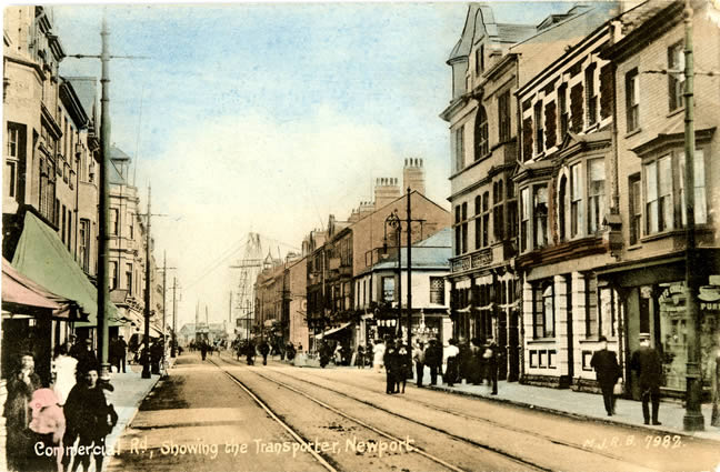Commercial Road Newport Showing The Transporter Old Postcard