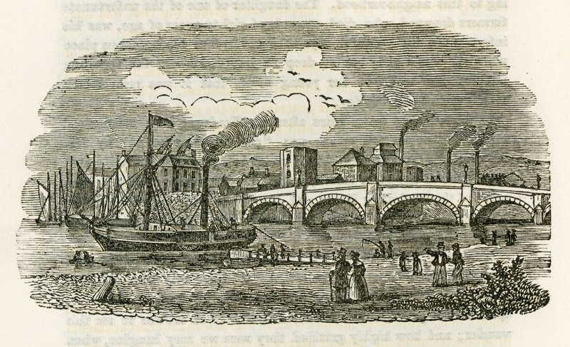 NEWPORT BRIDGE, CASTLE AND RIVER 1847 from Scott's History of Newport 1847