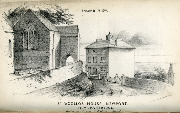 Front view of St Woollos House, Newport, 1847
