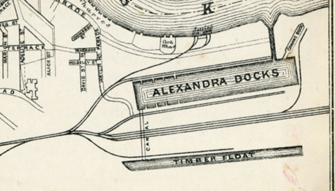 A plan of 1883 showing the first phase of the Alexandra Docks