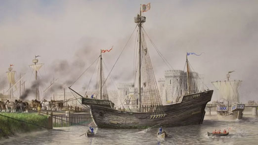 How historians think the Newport ship may have looked as it docked in South Wales in the 15th Century